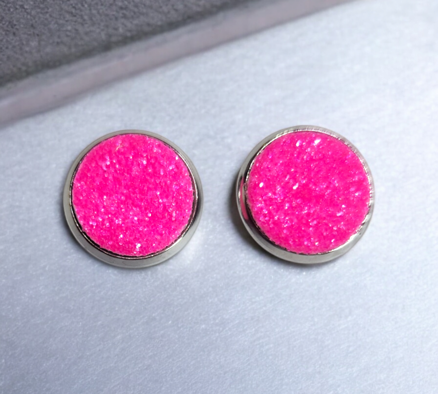 Hot Pink Glitter Studs