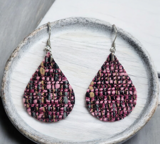 Magenta Tweed Teardrops