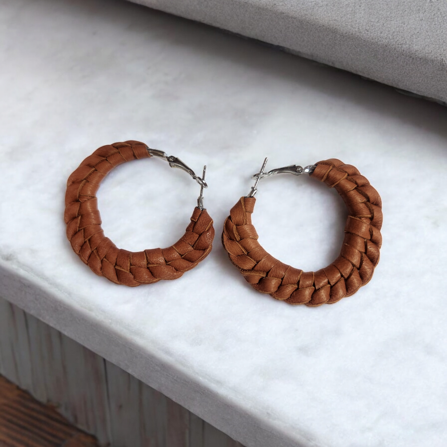 Braided Hoop Earrings (Med)