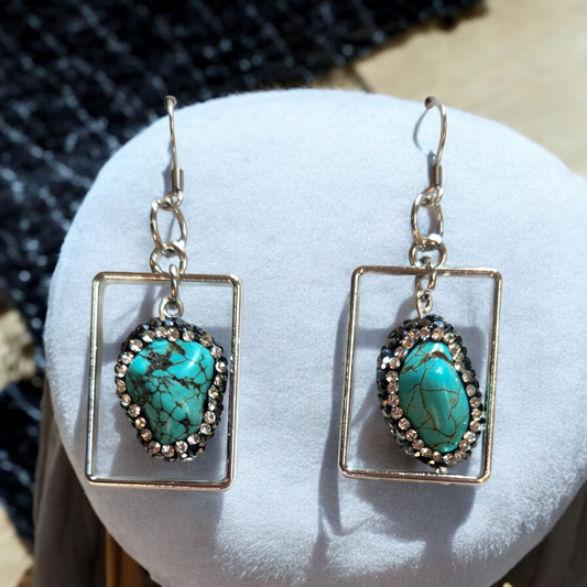 Turquoise stone in Square Bezel