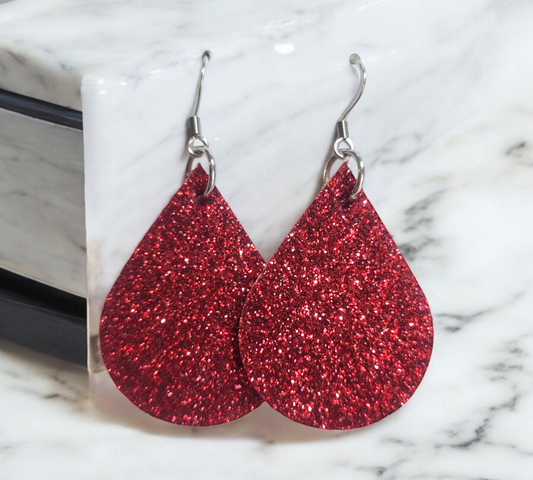 Red Glitter Teardrops