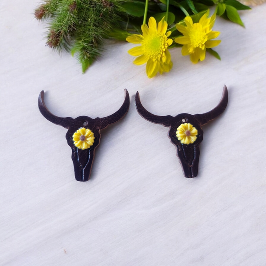 Brown Bull skulls with Yellow sunflowers