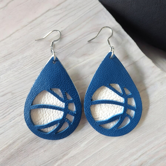 Blue and white basketball teardrops