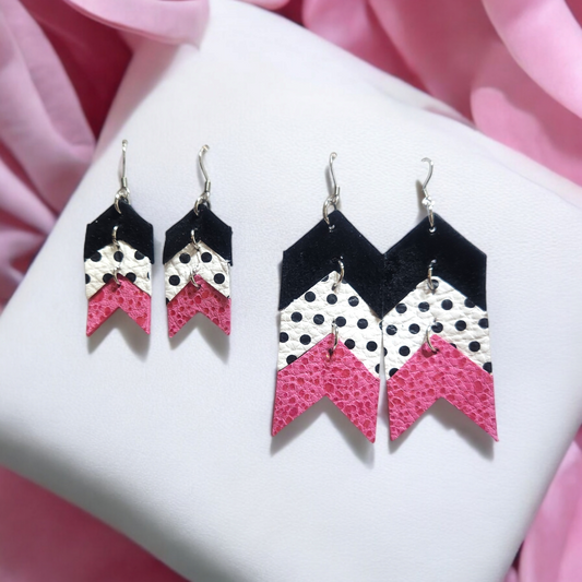 Black/spotted and Pink Chevron