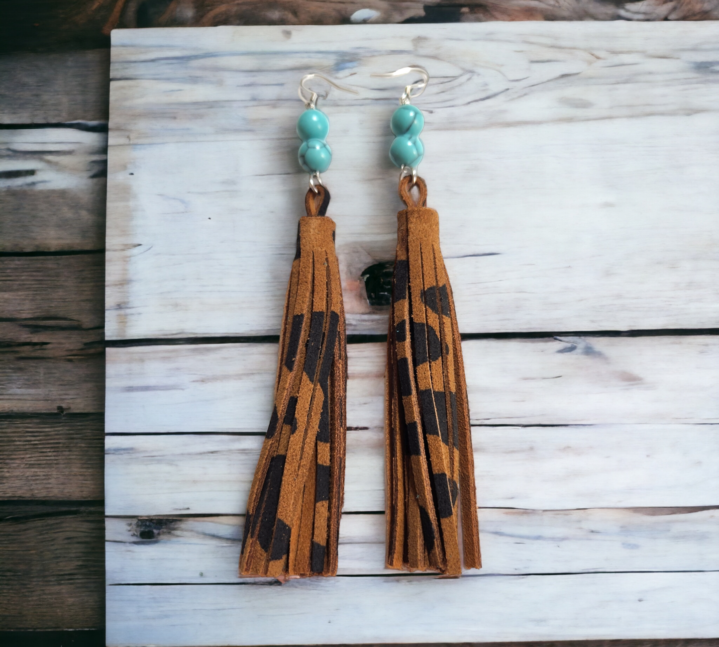 Leopard Fringe and Turquoise Beads