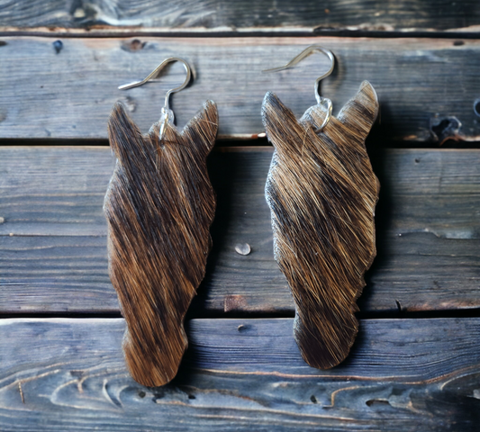 Brown and Tan Horse Earrings