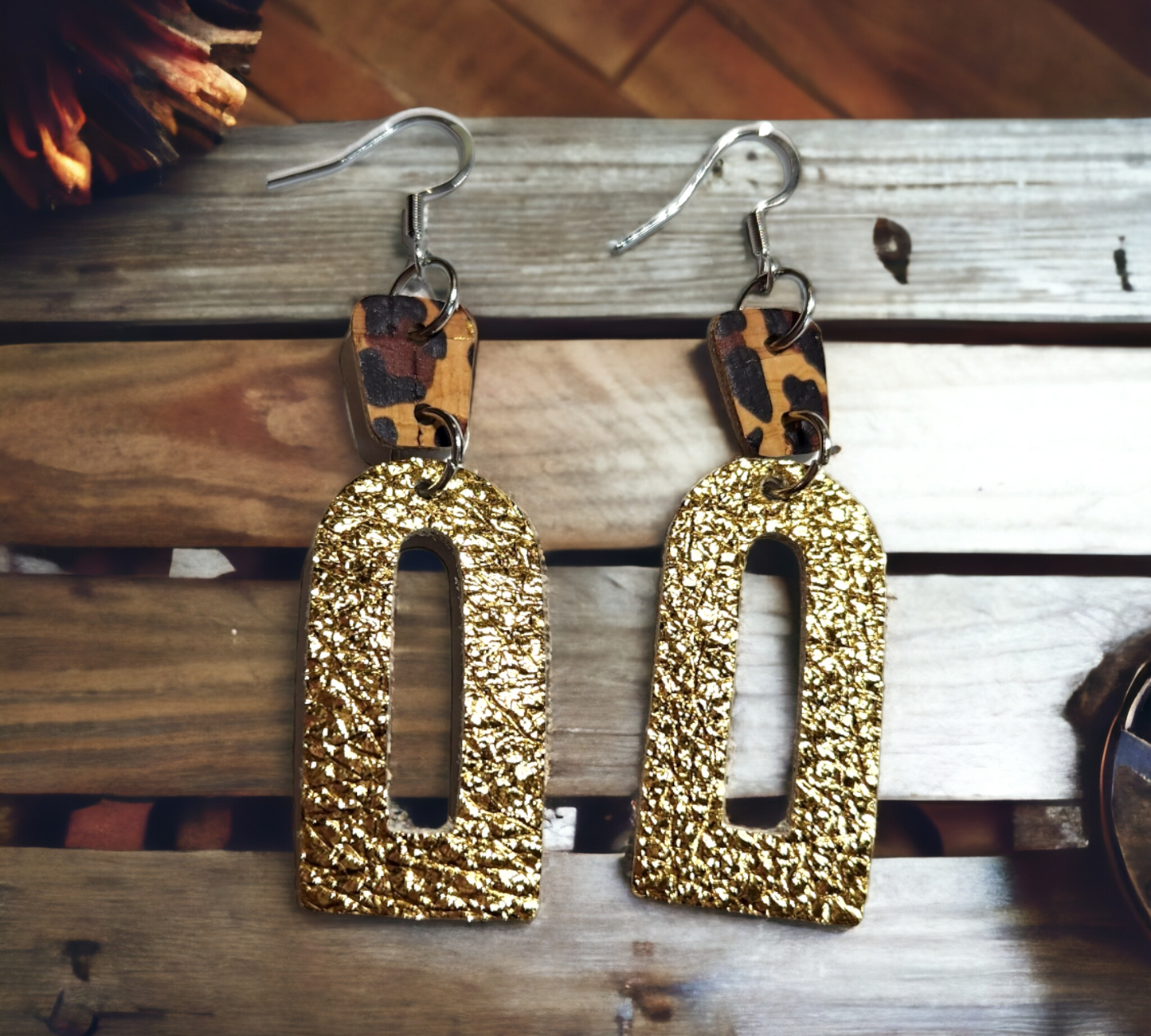 Leopard and Gold Geo Dangles