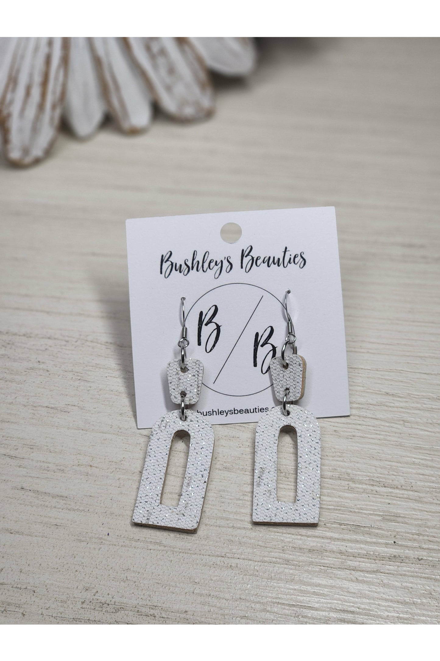 White Shimmery Geometric Dangles