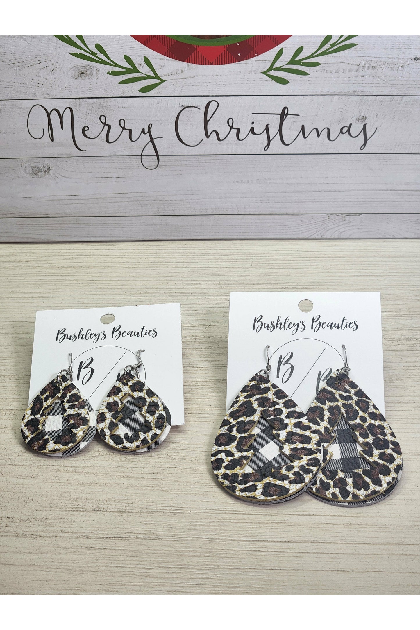Leopard and Black Plaid Christmas Tree Cutout
